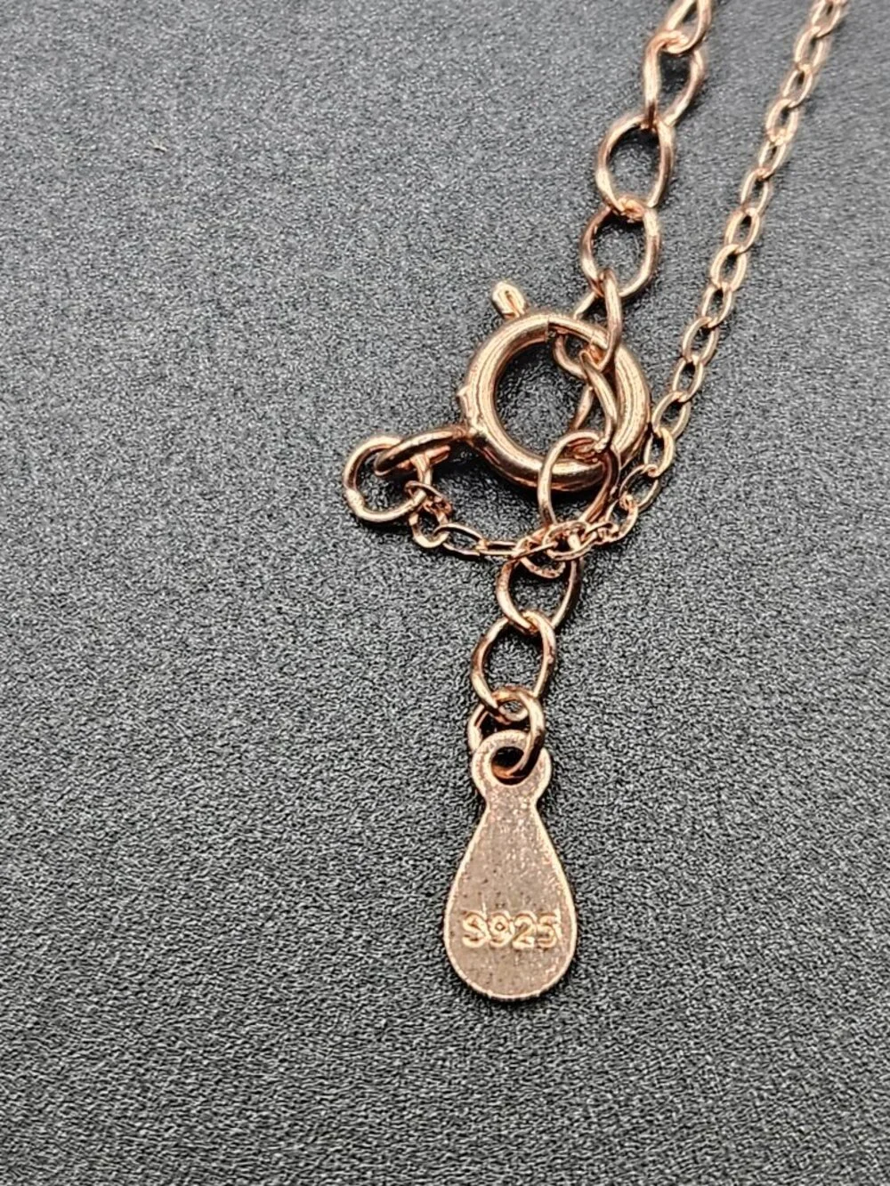 925 Sterling Silver Rose Gold Heart Necklace I Love You Always Forever Adj